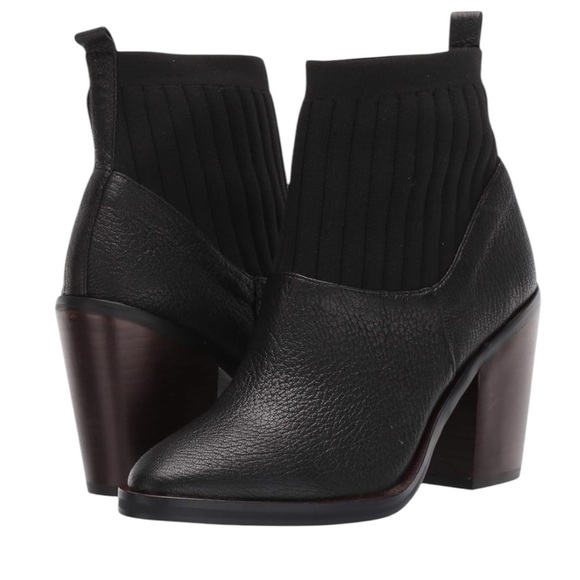 Kelsi Dagger Brooklyn Black Leather Knit Ankle Boots Size 9 - Picture 1 of 9